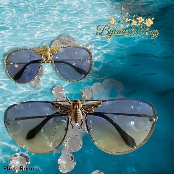 Unisex sunglasses with bee emblem - Picture 2 of 2